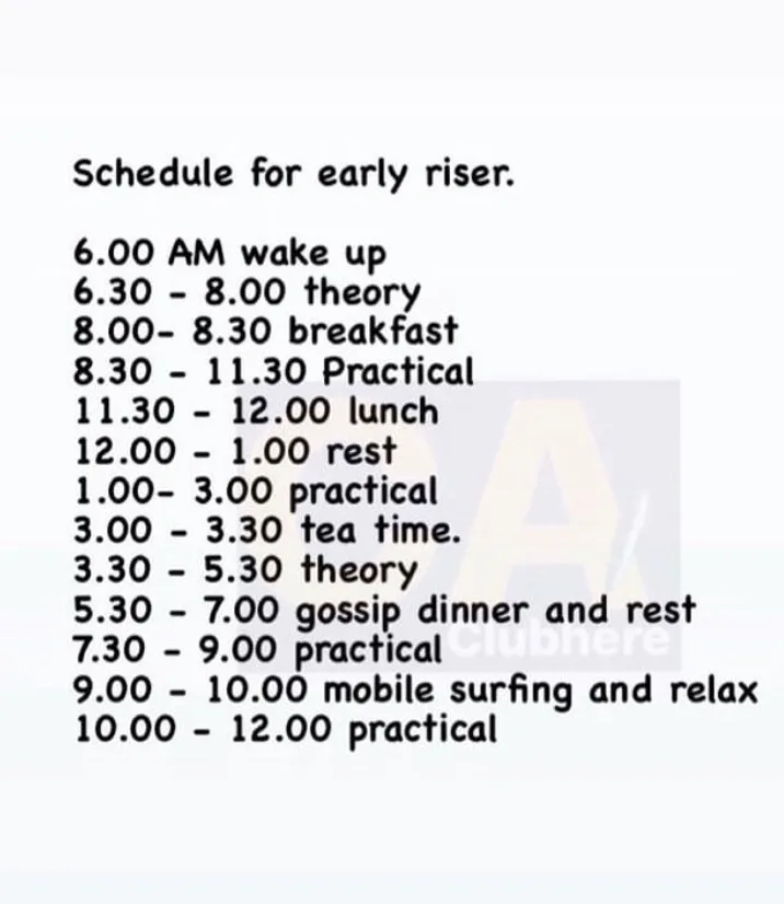 Study Routine for CA Early birds 