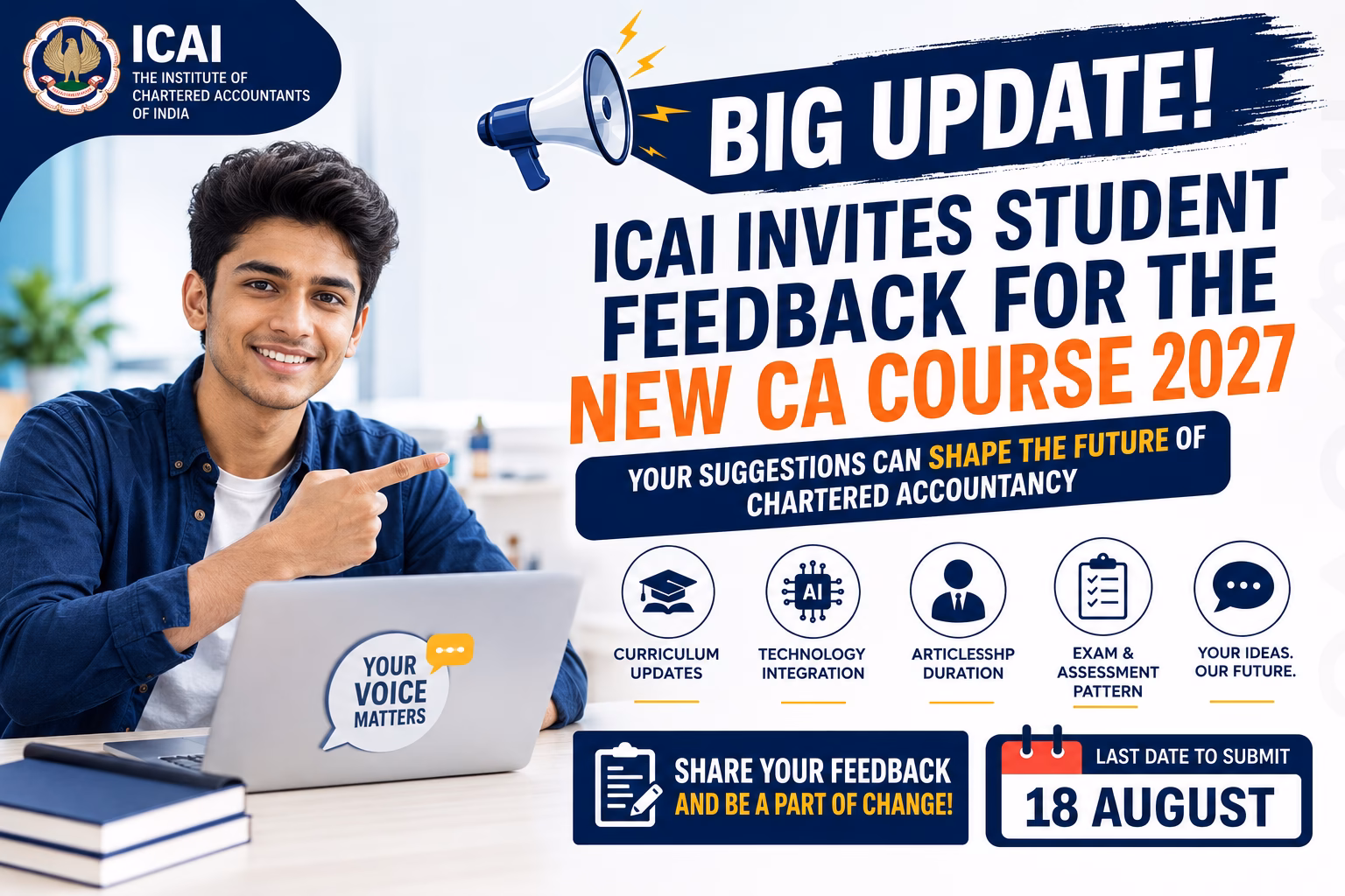 ICAI Invites Student Feedback for New CA Course